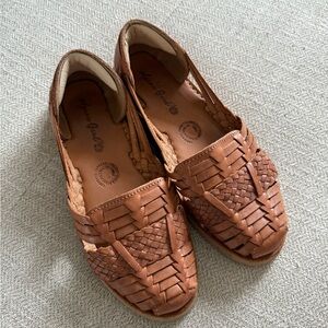 Tan Leather Huarache Flats